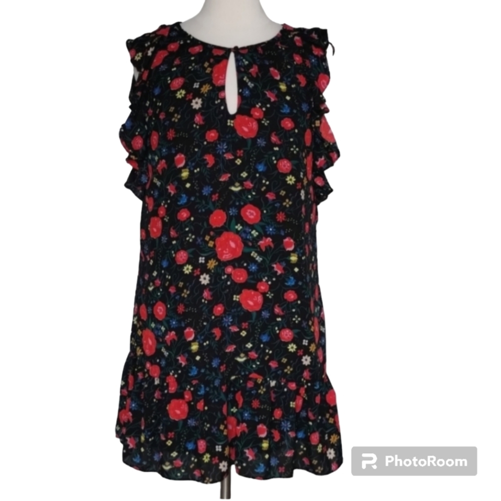 J.Crew Dress Floral M J0841 Ruffle Sleeve